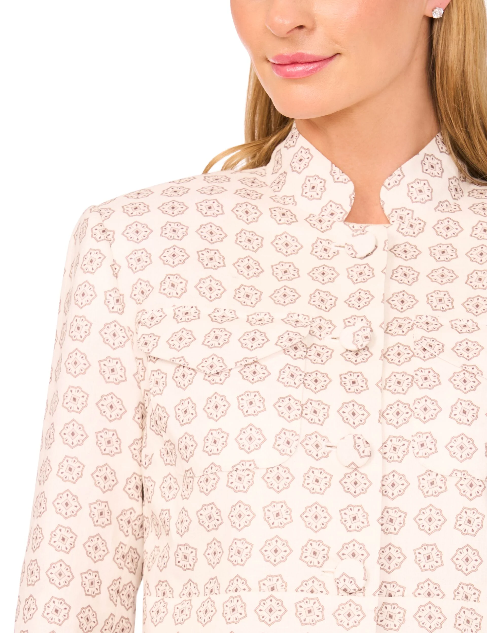 CROPPED STRUCTURED POCKET DETAIL JACKET | IVORY - Image 2