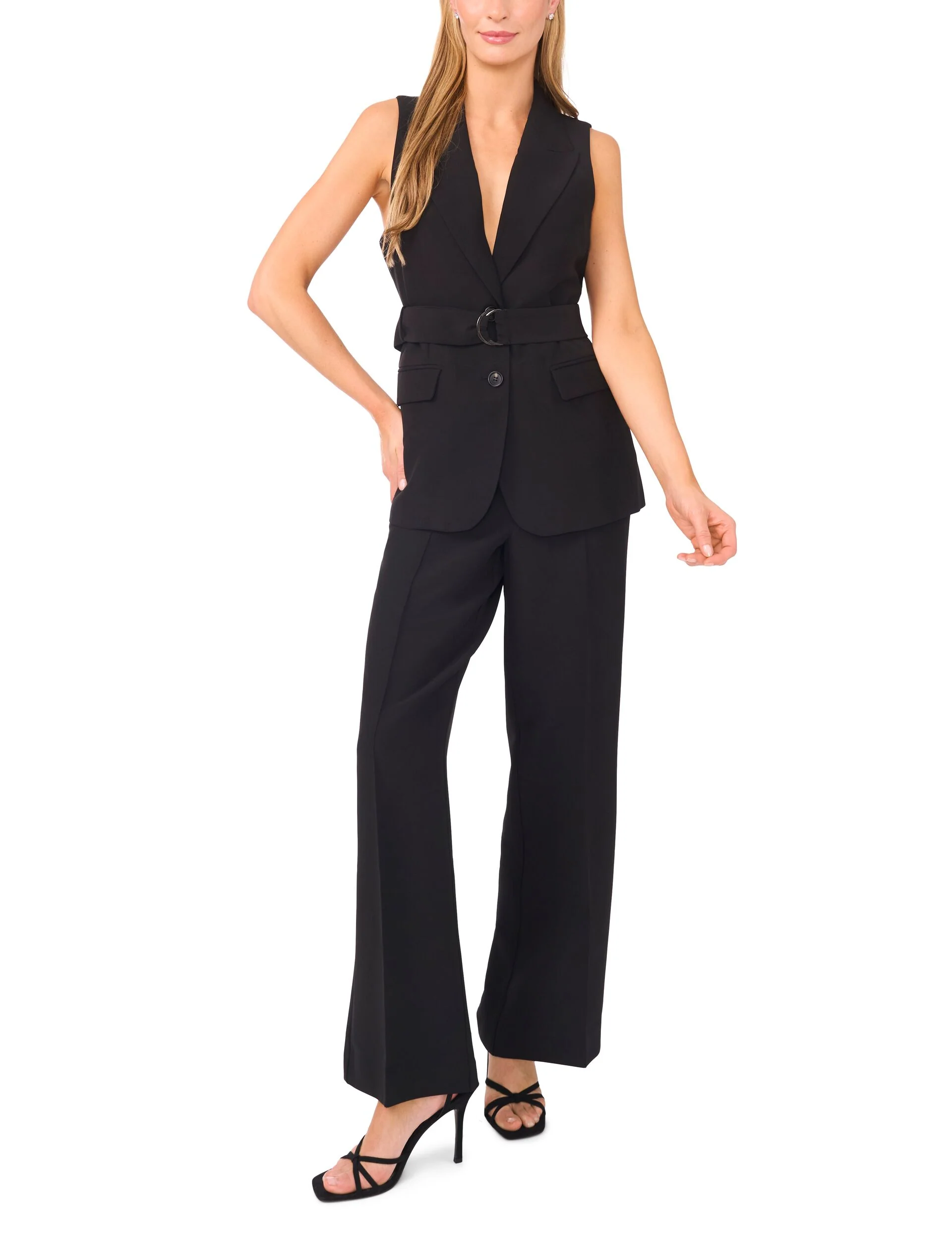 HALTER BUTTONED VEST | BLACK - Image 2