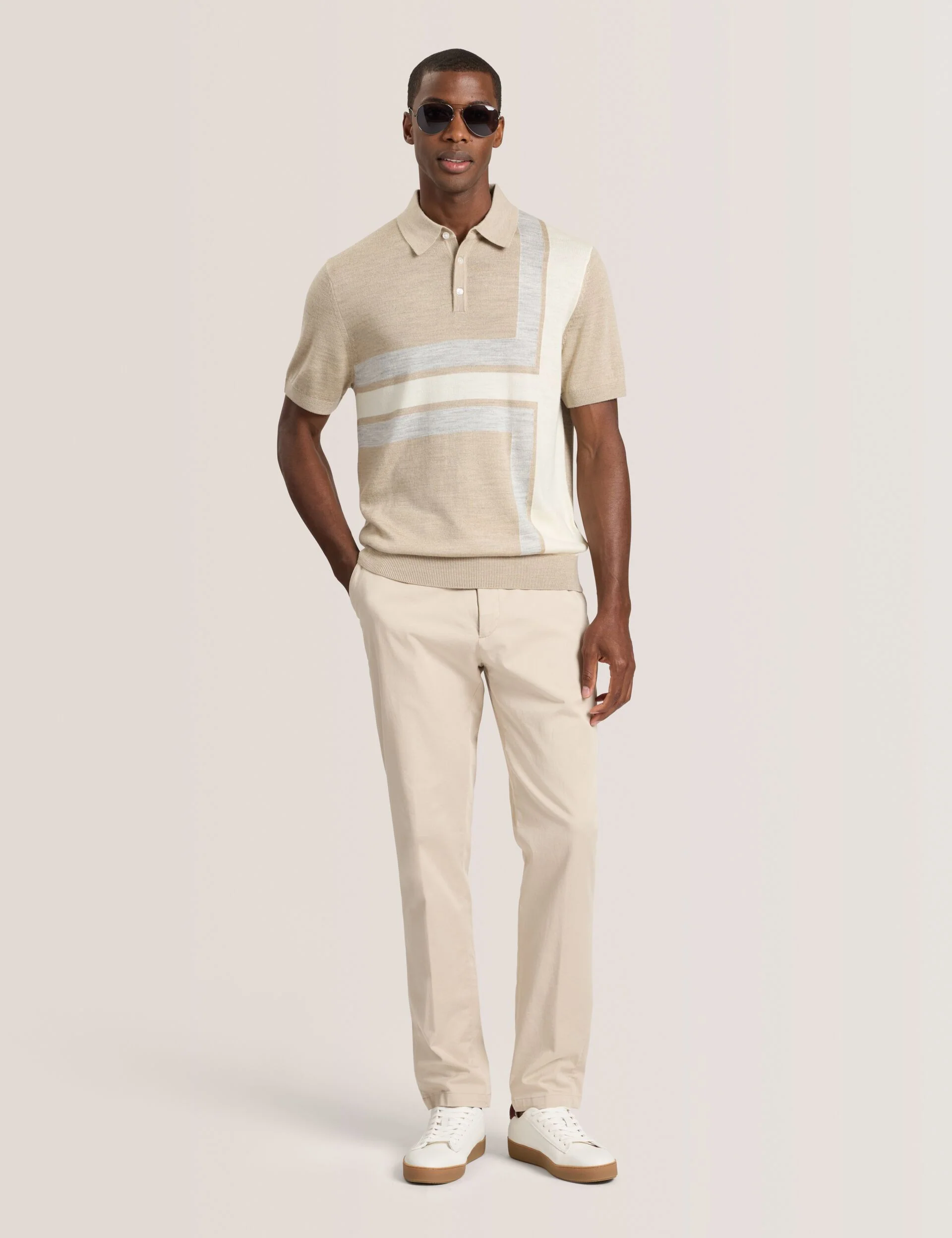 INTARSIA SWEATER POLO | LIGHT CAMEL - Image 2