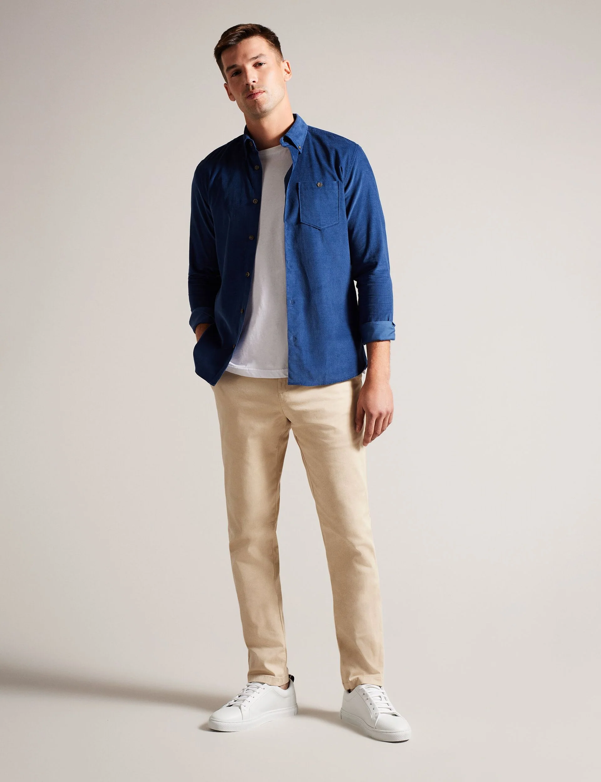 SLIM TEXTURED CHINO TROUSER | STONE - Image 2
